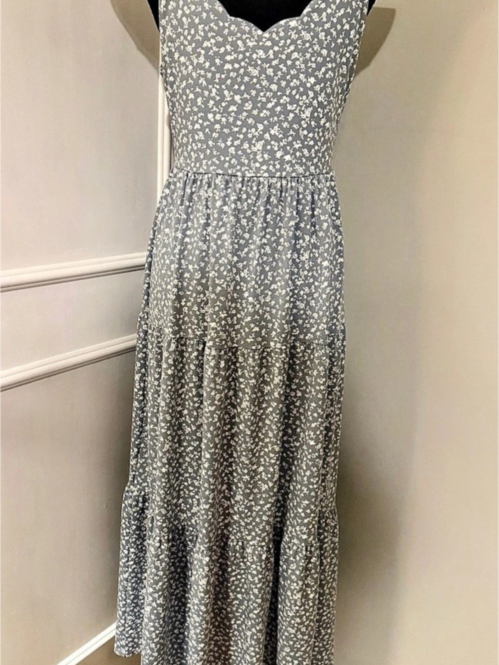 Floral Maxi Dress in Blue & White Like New